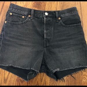 Levi’s wedgie high waisted black denim shorts